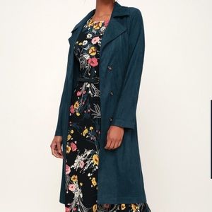 Lulu's Vegan Suede Teal Trench